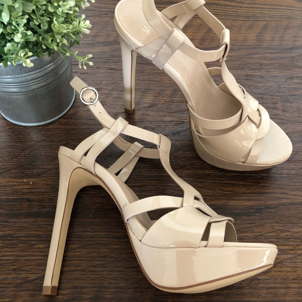 Nude Strappy Platform Heels